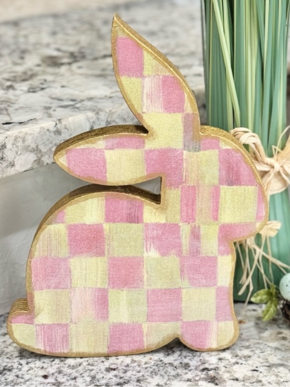Rosy Check Wood Bunny 9.63”